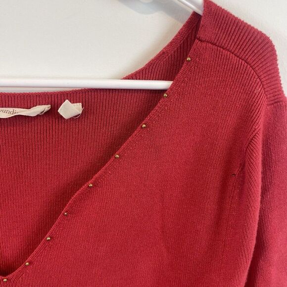Soft Surroundings Size Large Red Gold Beaded‎ Sweater Rayon Nylon Spandex - Picture 2 of 6